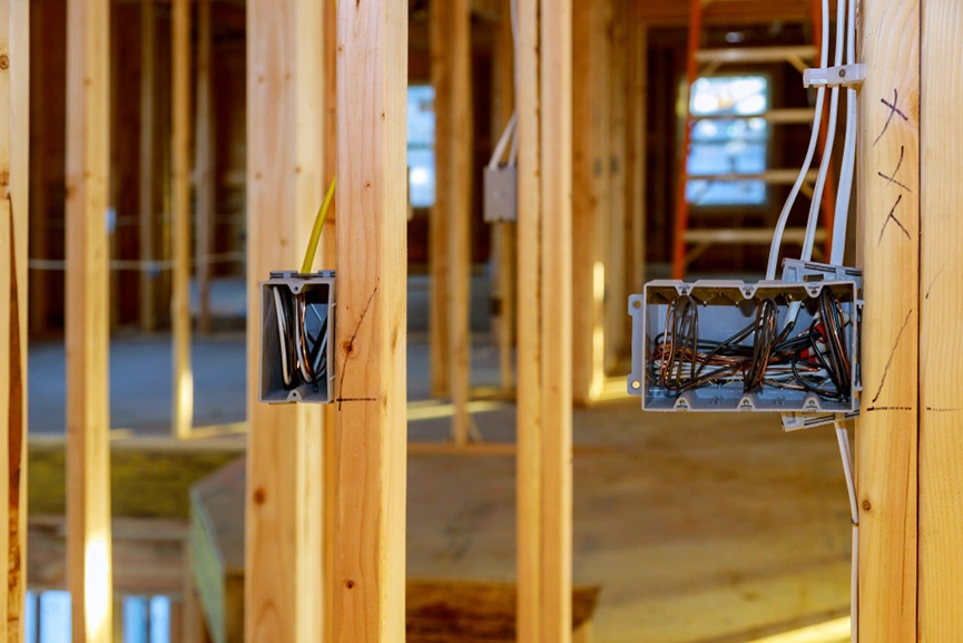 Plastic boxes in frame showing metal vs plastic junction box